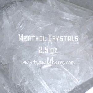 2.5 oz MENTHOL CRYSTALS, 100% Mentha Arvensis, Two Wild Hares