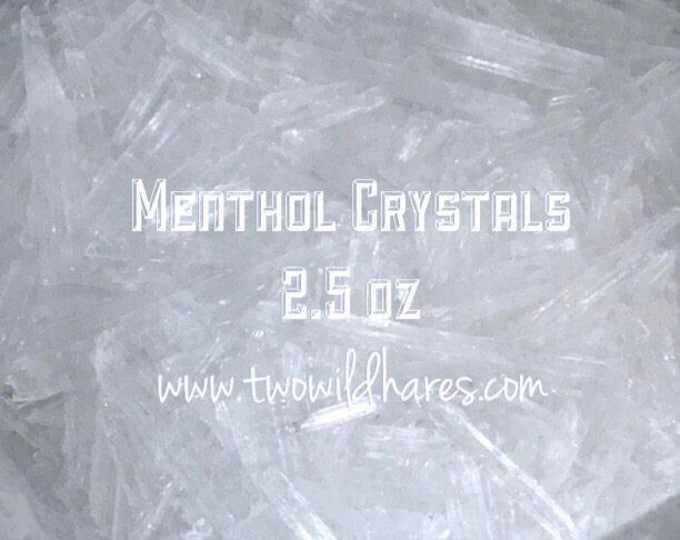 2.5 oz MENTHOL CRYSTALS, 100% Mentha Arvensis, Two Wild Hares