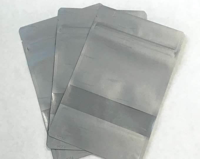 100-6x9" Silver RICE PAPER Eco Friendly Stand Up Pouches, Tear Notch, Zipper Seal, Impulse Sealable, Free Usa Ship, Two Wild Hares