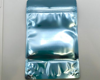 100-4x6" ARCTIC/Clear Foil Stand Up Pouches, Heavy Duty, Tear Notch, Zipper Seal, Impulse Sealable