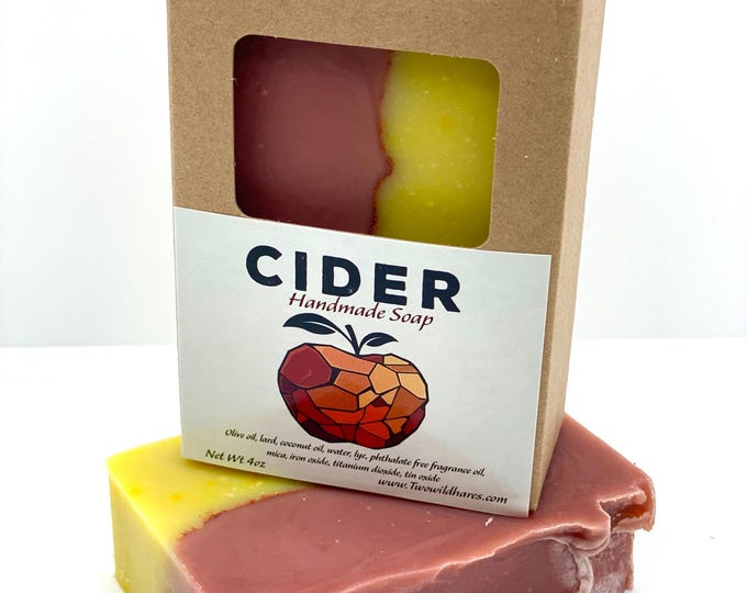 CIDER Handmade Soap, Autumn, Red & Green Apple, Warm Spices 4 oz, Two Wild Hares