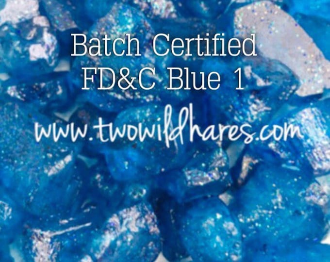 1oz. ELECTRIC BLUE Bath Bomb DYE, Batch Certified Fd&c Blue 1, 86%, Water Soluble Powdered Colorant, Container Packaging, Two Wild Hares