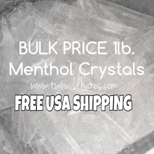 1lb MENTHOL Crystals, Free USA Shipping, 100% Mentha Arvensis, DIY Steamers, Salve, Toothpaste, Two Wild Hares