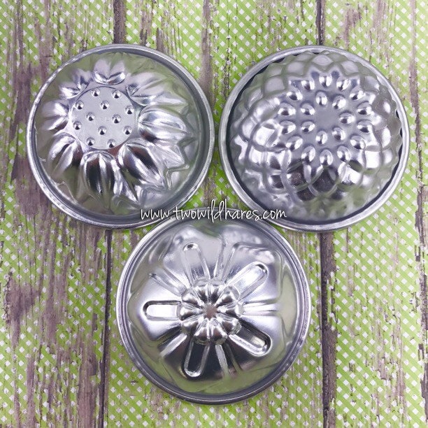 FLOWER MOLD SET, 3 Metal Bath Bomb & Baking Molds, 3 1/8