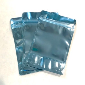 25-6x9" ARCTIC/Clear Foil Stand Up Pouches, Heavy Duty, Tear Notch, Zipper Seal, Impulse Sealable