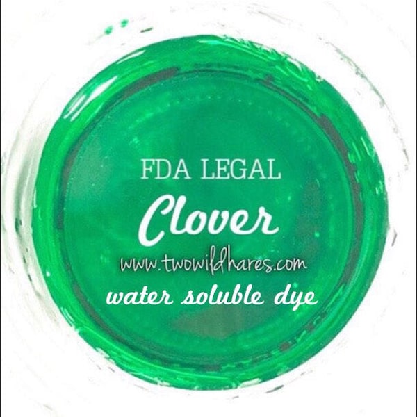 1oz. CLOVER Bath Bomb DYE, 90%, Water Soluble Cosmetic Colorant, Container Packaging, Two Wild Hares