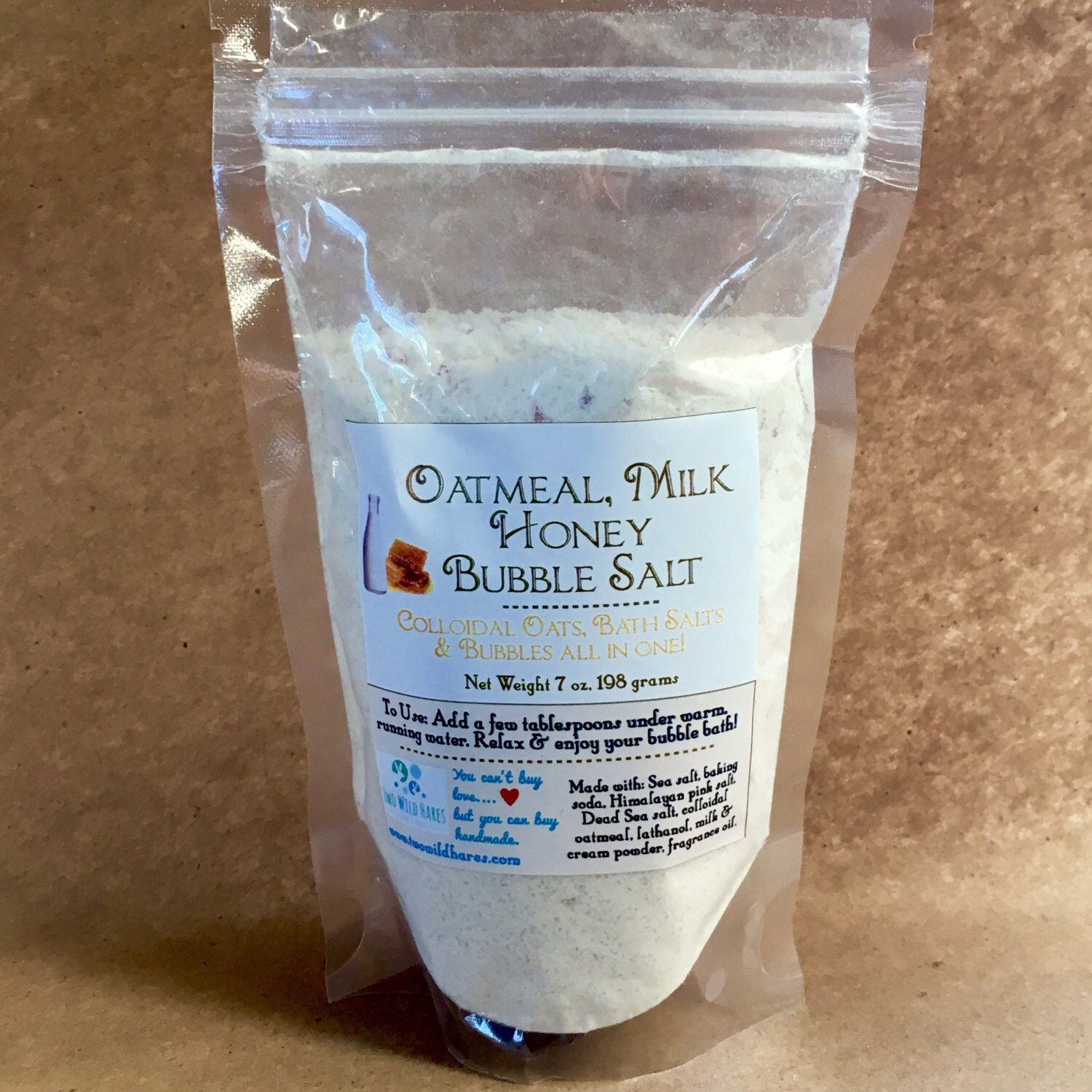 OATMEAL, MILK & HONEY BuBBle Salt, Colloidal Oats, Milk Bath, Mineral