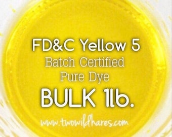 1lb Bulk LEMON Water Soluble DYE, Batch Certified FD&C Yellow 5, Cosmetic Powdered Water Soluble Colorant, Free Usa Ship, Two Wild Hares