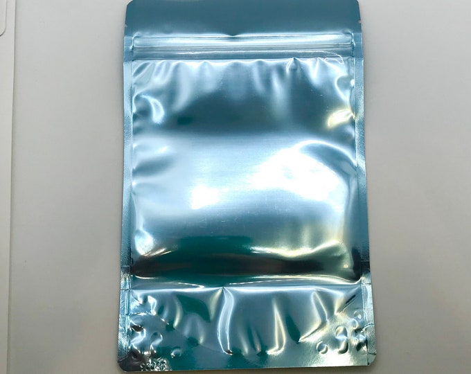 25-4x6" ARCTIC/Clear Foil Stand Up Pouches, Heavy Duty, Tear Notch, Zipper Seal, Impulse Sealable, Two Wild Hares