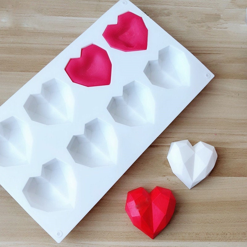 GEO HEART Silicone Soap Mold, 8 1.5 Oz Cavities/ 12 Oz Total, Heat  Resistant, Lotion Bars, Soap, Jelly, Wax, Free US Ship, Two Wild Hares 