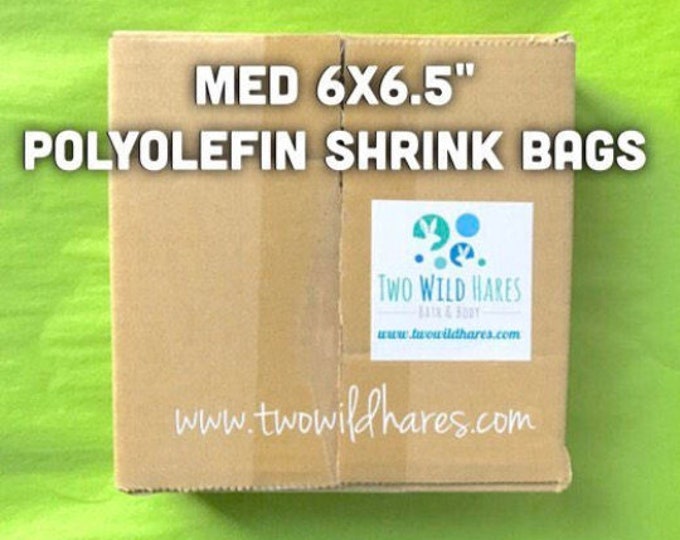 500-Med 6x6.5" POLYOLEFIN Shrink Bags, Free US Ship,  (Smell Through Plastic), 100g, BEST Wrap for Soap, Bath Bombs Etc,  Two Wild Hares