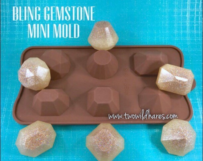 BLING 6 Gemstone Mini Mold, Silicone, Faceted Gem Shapes! DIY Soap, Free US Ship, Two Wild Hares