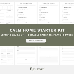 Familienkommando, Mahlzeitenplaner, Routineplan für Kinder (bearbeitbare Canva-Vorlage)