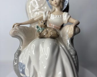 Tengra Porcelain Seated Woman Figurine with dog