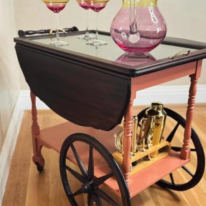 English Victorian vintage and stylish wooden tea cart from 1900's by Imperial Grand Rapids Mich.