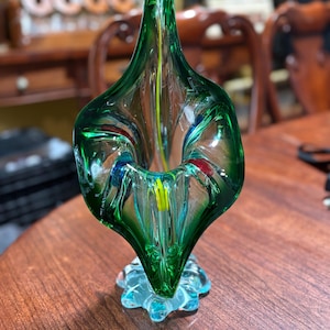 Mid-Century Modern Multicolored Art Glass Murano Jack in the Pulpit Vase