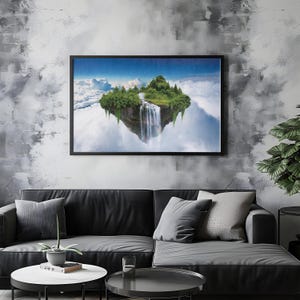 Waterfall of the Floating Realm: Floating Island Art - Surreal Landscape