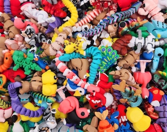 Mini Animals | Random Mystery Surprise Bag | Bulk | 3D Printed | Articulated Flexi Wiggle | ADHD Sensory Aid | Fidget Toy | Baby Animals