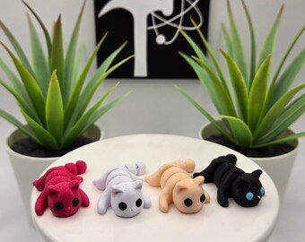 Kitty Cat | 3D Printed | Articulated Flexi Wiggle | ADHD Sensory Aid | Fidget Toy | Keychain Option | Cute Mini Animal