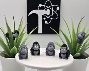Gorila / Impreso en 3D / Articulado Flexi Wiggle / Ayuda sensorial para TDAH / Juguete antiestrés / Opción de llavero / Lindo mini animal