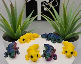 Gecko leopardo / Impreso en 3D / Articulado flexible / Ayuda sensorial para TDAH / Juguete antiestrés / Opción de llavero / Lindo mini animal