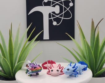Axolotl | 3D Printed | Articulated Flexi Wiggle | ADHD Sensory Aid | Fidget Toy | Keychain Option | Cute Mini Animal