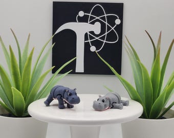 Hippo | 3D Printed | Articulated Flexi Wiggle | ADHD Sensory Aid | Fidget Toy | Keychain Option | Cute Mini Animal