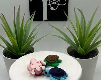 Turtle | 3D Printed | Articulated Flexi Wiggle | ADHD Sensory Aid | Fidget Toy | Keychain Option | Cute Mini Animal