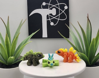 Estegosaurio / Impreso en 3D / Articulado y flexible / Ayuda sensorial para el TDAH / Juguete antiestrés / Opción de llavero / Mini animal lindo