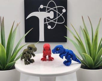 T-Rex / Impreso en 3D / Articulado Flexi Wiggle / Ayuda sensorial para TDAH / Juguete antiestrés / Opción de llavero / Mini animal lindo