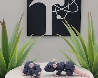 Rat | 3D Printed | Articulated Flexi Wiggle | ADHD Sensory Aid | Fidget Toy | Keychain Option | Cute Mini Animal