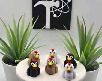 Pollo / Impreso en 3D / Articulado Flexi Wiggle / Ayuda sensorial para TDAH / Juguete antiestrés / Opción de llavero / Lindo mini animal