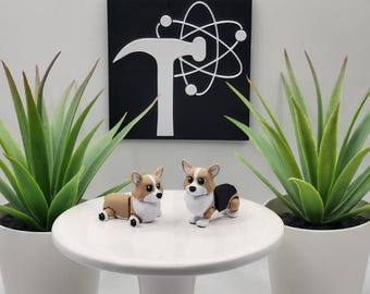Perro Corgi / Impreso en 3D / Articulado Flexi Wiggle / Ayuda sensorial para TDAH / Juguete antiestrés / Opción de llavero / Regalo para amantes de los perros