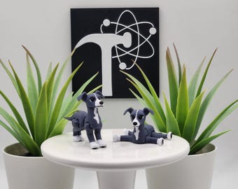 Perro galgo italiano / Impreso en 3D / Articulado flexible / Ayuda sensorial para TDAH / Juguete antiestrés / Opción de llavero / Regalo para amantes de los perros