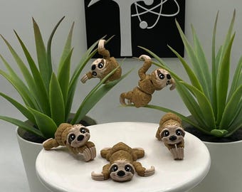 Perezoso / Impreso en 3D / Articulado Flexi Wiggle / Ayuda sensorial para TDAH / Juguete antiestrés / Opción de llavero / Lindo mini animal