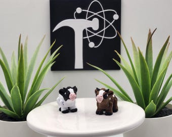 Vaca / Impresa en 3D / Articulada y flexible / Ayuda sensorial para el TDAH / Juguete antiestrés / Opción de llavero / Mini animal lindo