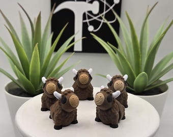 Bisonte / Impreso en 3D / Articulado Flexi Wiggle / Ayuda sensorial para TDAH / Juguete antiestrés / Opción de llavero / Lindo mini animal