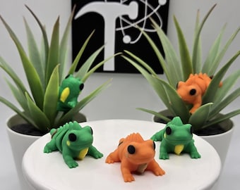 Iguana / Impreso en 3D / Articulado Flexi Wiggle / Ayuda sensorial para TDAH / Juguete antiestrés / Opción de llavero / Lindo mini animal
