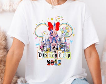 Disneytrip 2025 Family Shirt, Disney Ear Shirt, Mickey Minnie Silhouette Shirt, Disneyland Shirts, Disney Vacation T-shirt, Magical Castle