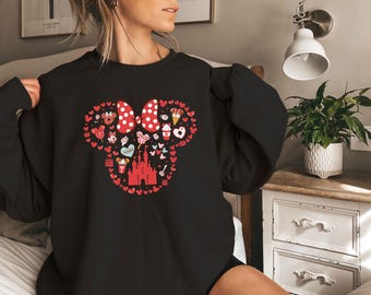 Mickey and Minnie Valentines Day Sweatshirt, Disney Valentine Sweatshirt, Valentine Disneyland Trip Crewneck, Couple Disney Matching Hoodie