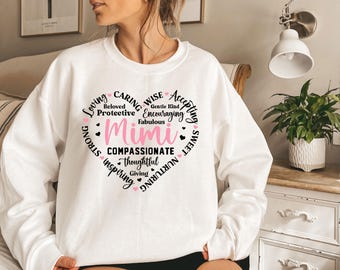 Mimi Sweatshirt, Mother's Day Gift, Mommy Hoodie, Mom Heart Sweatshirt, gift for her, MeeMaw Crewneck, Gift for Mom, New Mom Gift