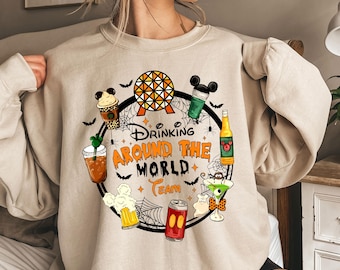 Drinking Around The World Sweatshirt, Epcot Food and Wine Crewneck, Halloween Group Trip Sweater, Matching Disney Vacation, World Showcase