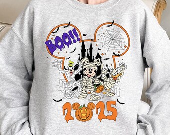 Halloween 2025 Family Vacation Sweatshirt, Spooky Castle Crewneck, Magic Kingdom Mummy Pals, Main Street Halloween Trip, Matching Pullover