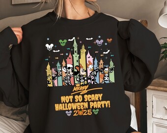 Mickey Skeleton Halloween Party Sweatshirt, Not So Scary 2025 Crewneck, Disney Skeleton Crew Sweater, MNSSHP Family Costume, Spooky Pullover