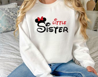 Sweatshirt Disney zusje broertje, bijpassende hoodie voor kinderen met Mickey Minnie-thema, schattige outfit voor broer of zus, cadeau voor familie-uitje