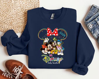 Sudadera Disney Family Vacation 2025, sudadera de Mickey y Minnie Disney, sudadera con capucha Disney Parks 2025, sudadera de cuello redondo familiar Disney World