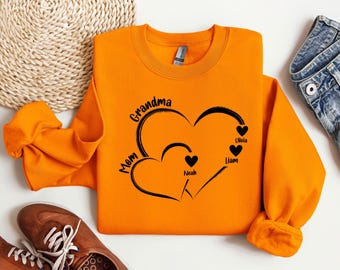 Custom Grandma Sweatshirt with Kid Names, Mothers Day Gift, baby shower gift, Personalized Mom Hoodie, Birthday Gift for Mom, New Mom Gift,