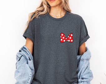 Disney Minnie Mouse Bow Tee, Cute Pink Polka Dot Shirt for Women, Magical Birthday Gift, Woman's Disney Shirt, Gift for her