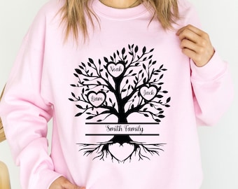 Family Tree Personalized Sweatshirt, Mother's Day Sweatshirt, Birthday Gift for Mom, Matching Sweatshirt, Family Sweatshirt for Gift