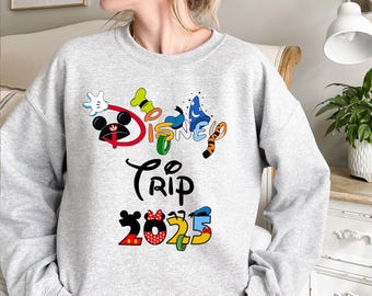 Mickey, Minnie und Freunde 2025 Disney Trip Sweatshirt, Familiengruppe Urlaub Hoodie, Disney Parks Travel Shirt